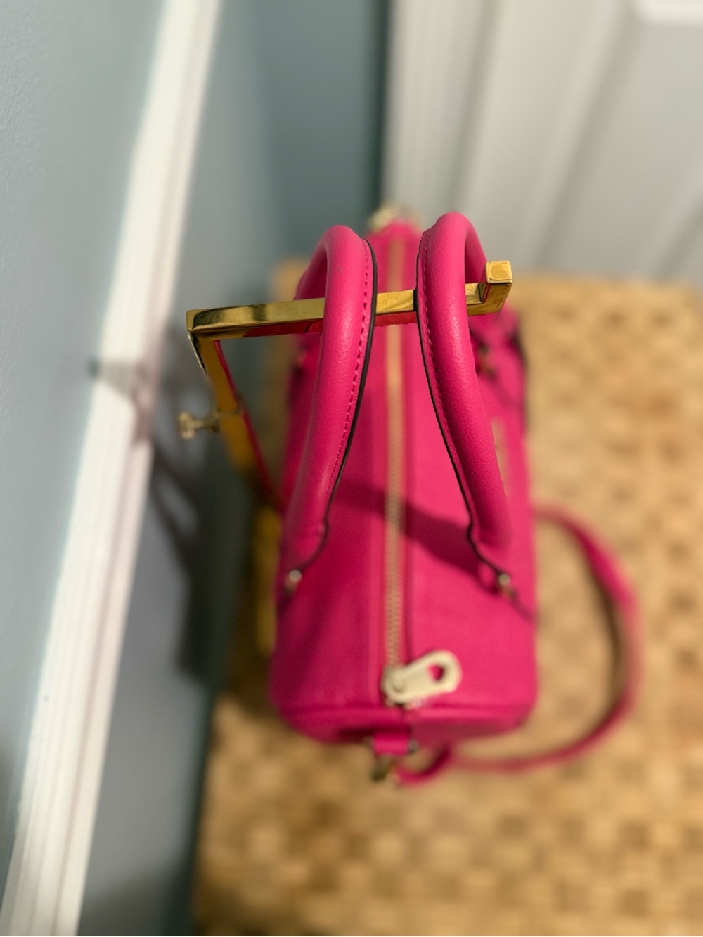 Juicy Couture Deboss Logo Speedy Satchel in the vibrant color Raspberry Tart EUC - Picture 4 of 13